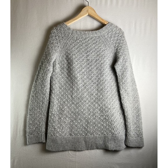 Banana Republic Italian Wool Alpaca Sweater Gray Knit Star Stitch Pullover Sz M - Picture 3 of 8